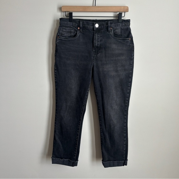 Blank NYC The Madison Frayed Hem High Rise Crop Jeans Nitro Black Size 29 - Picture 2 of 8